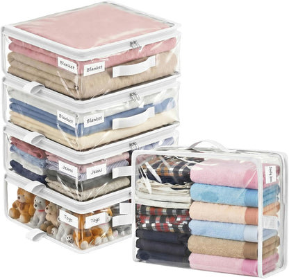 Clear Storage Bags with Zipper Handles, Sheet Organizers and Storage