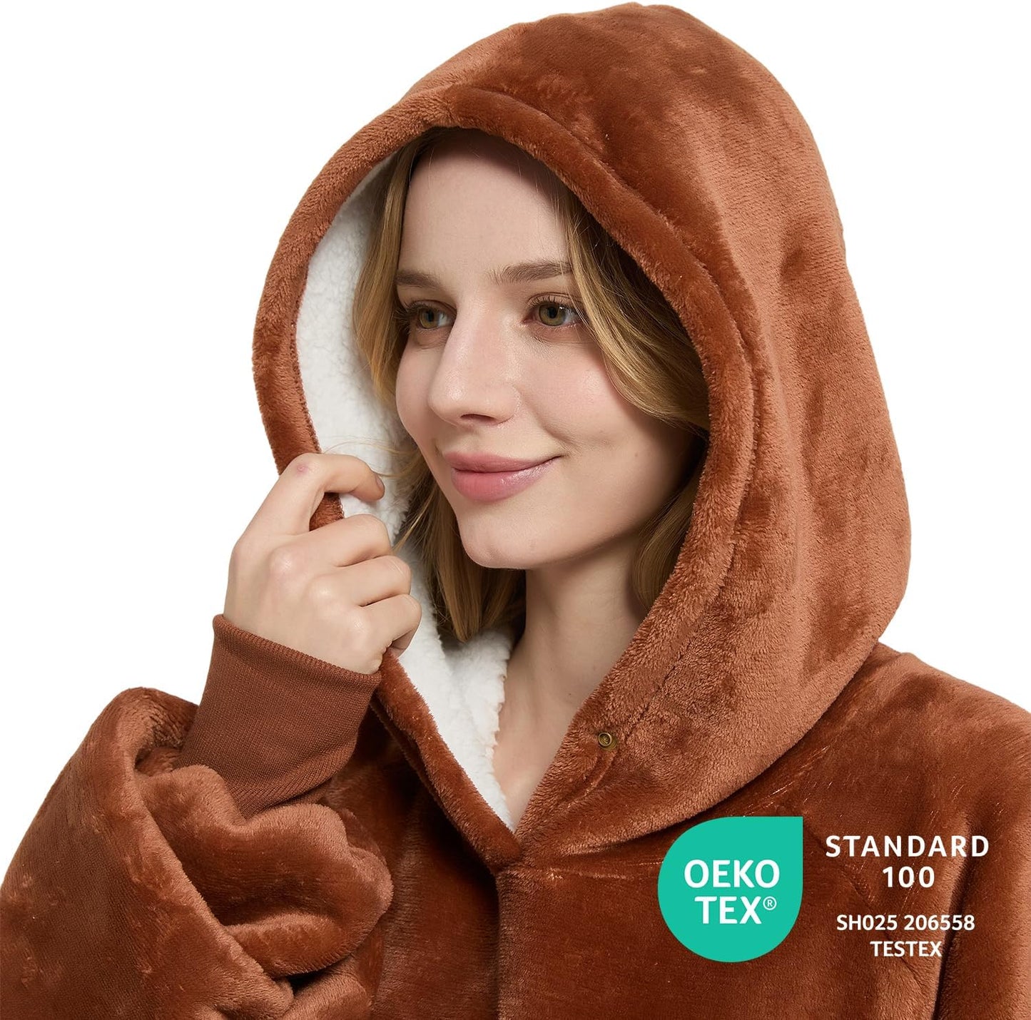 Krifey Wearable Blanket Hoodie, Oversized Sherpa Hooded Blanket for Adults | Soft sherpa fleece with sleeves and pocket; oversized fit for lounging, WFH, camping, Christmas and white elephant gifts.