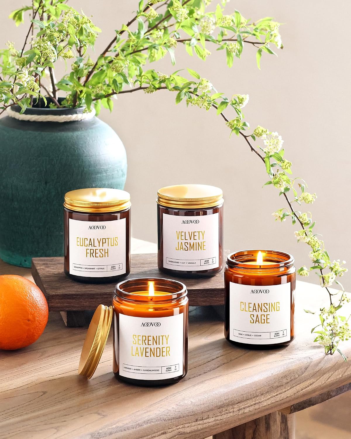 AOOVOO Scented Candles - 4PC Candle Set, 36 oz Soy Candles