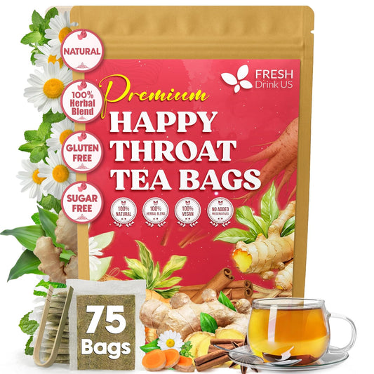 FreshDrinkUS, Premium Happy Throat Herbal Tea, 75 Count, Caffeine Free