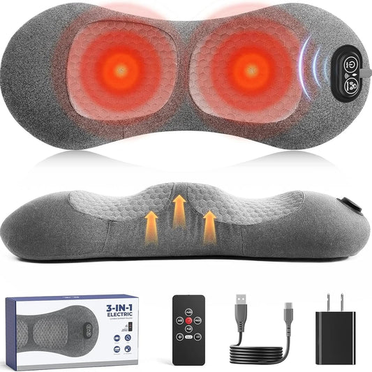 2026 Upgraded 4-in-1 Lumbar Support Pillow Massager with Remote Control