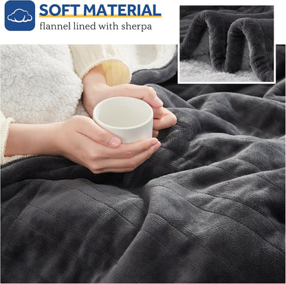 Sealy Electric Throw Blanket, Flannel & Sherpa Heated Throw with 6 Heating Levels & 2-10 Hours Auto Shut Off, Fast Heating & Machine Washable, 50x60 Inch, Light Grey
