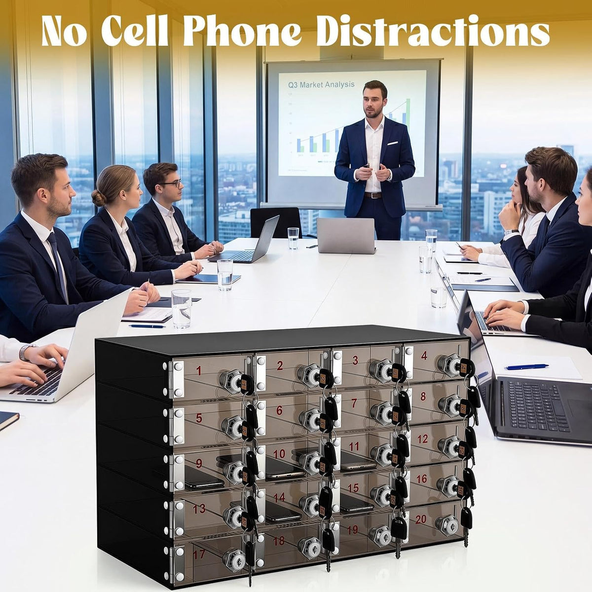 Layhit 20 Slots Cell Phone Locker Box for Classroom, Back to School, Clear