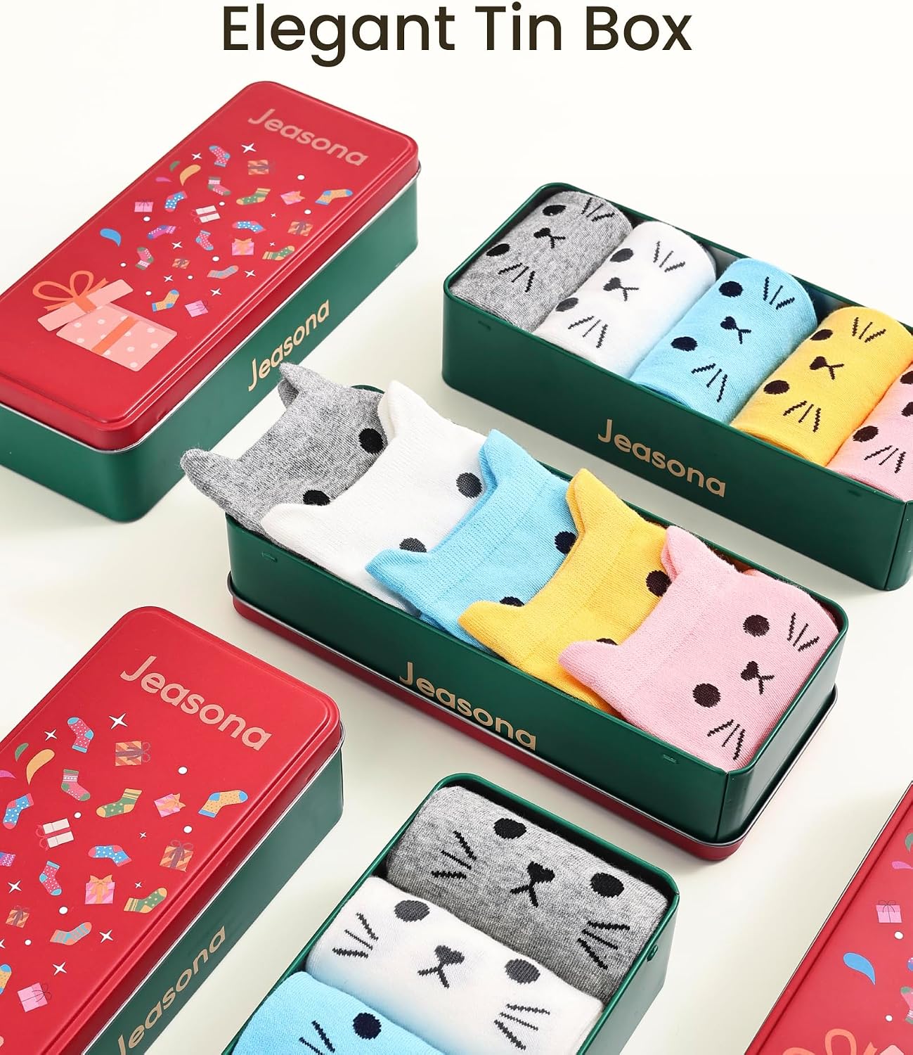 Jeasona Cute Cat Gifts for Women Animal Cat Socks Wife Mom Girlfriend Daughter