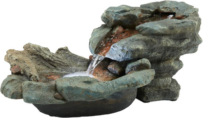Alpine Corporation 13" Tall Indoor Tabletop Water Fountain, 4 Tier Cascading Water Feature with LED Lights for Home, Office, Living Room, or Zen Decor, Gray