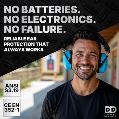 DECIBEL DEFENSE Professional Safety Ear Muffs 37dB NRR - The HIGHEST Rated & MOST COMFORTABLE Ear Protection for Shooting & Industrial Use - THE BEST HEARING PROTECTION...GUARANTEED (BLACK)