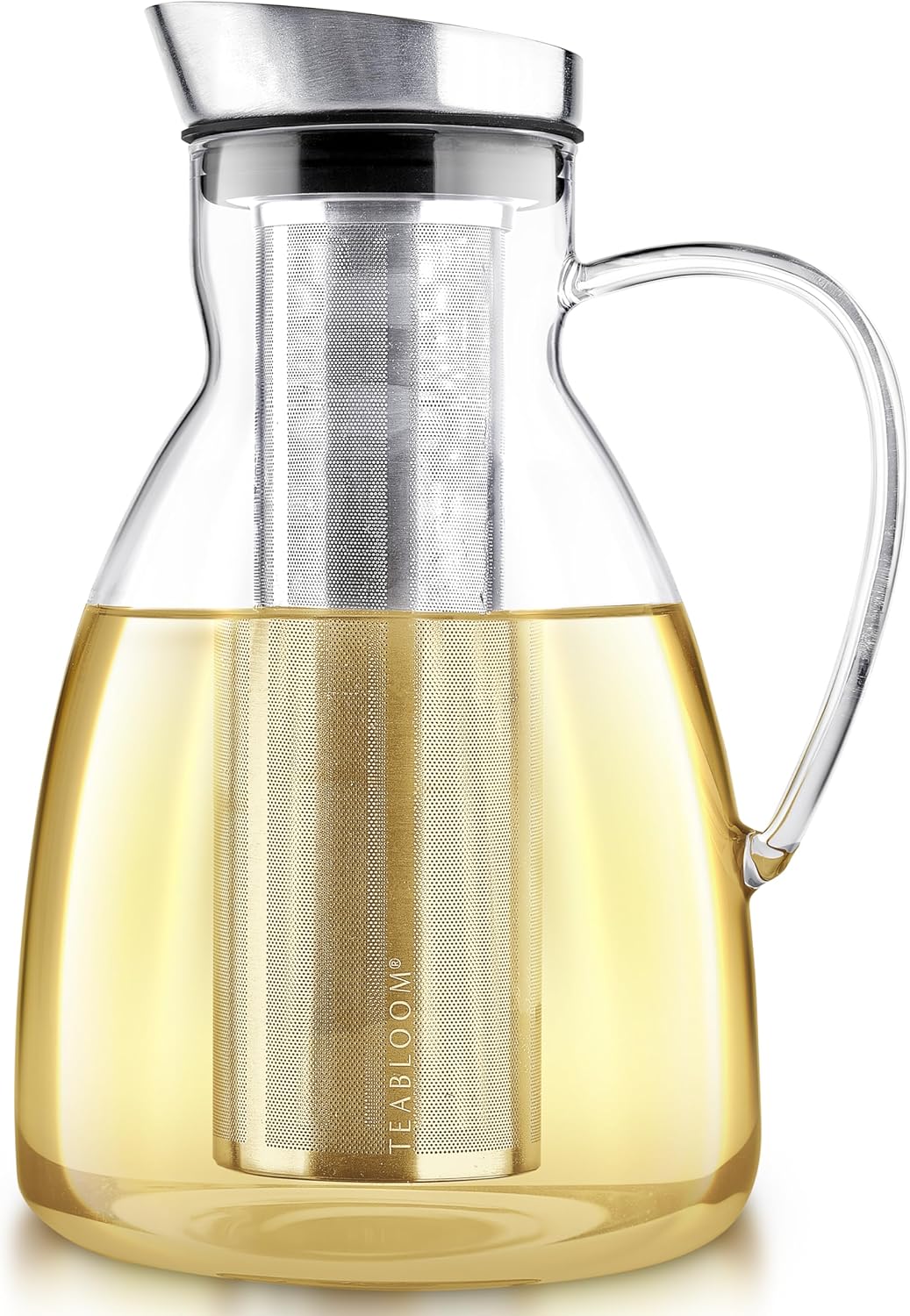 Teabloom Large Multi-Brew Glass Teapot + Kettle + Pitcher (68 OZ / 2.0 L / 8 CUPS) – Brew and Serve Hot Tea, Iced Tea, Cold Brew Tea and Fruit Infused Water – Silhouette Tea Maker