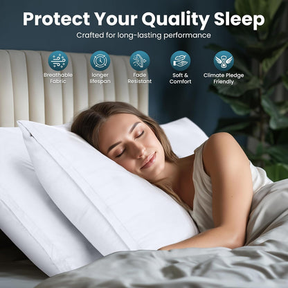Utopia Bedding 4 Pack Pillow Protectors with Zipper Queen Size, Soft Brushed Microfiber Fabric Pillow Cases, Shrinkage and Fade Resistant Pillow Covers (White)