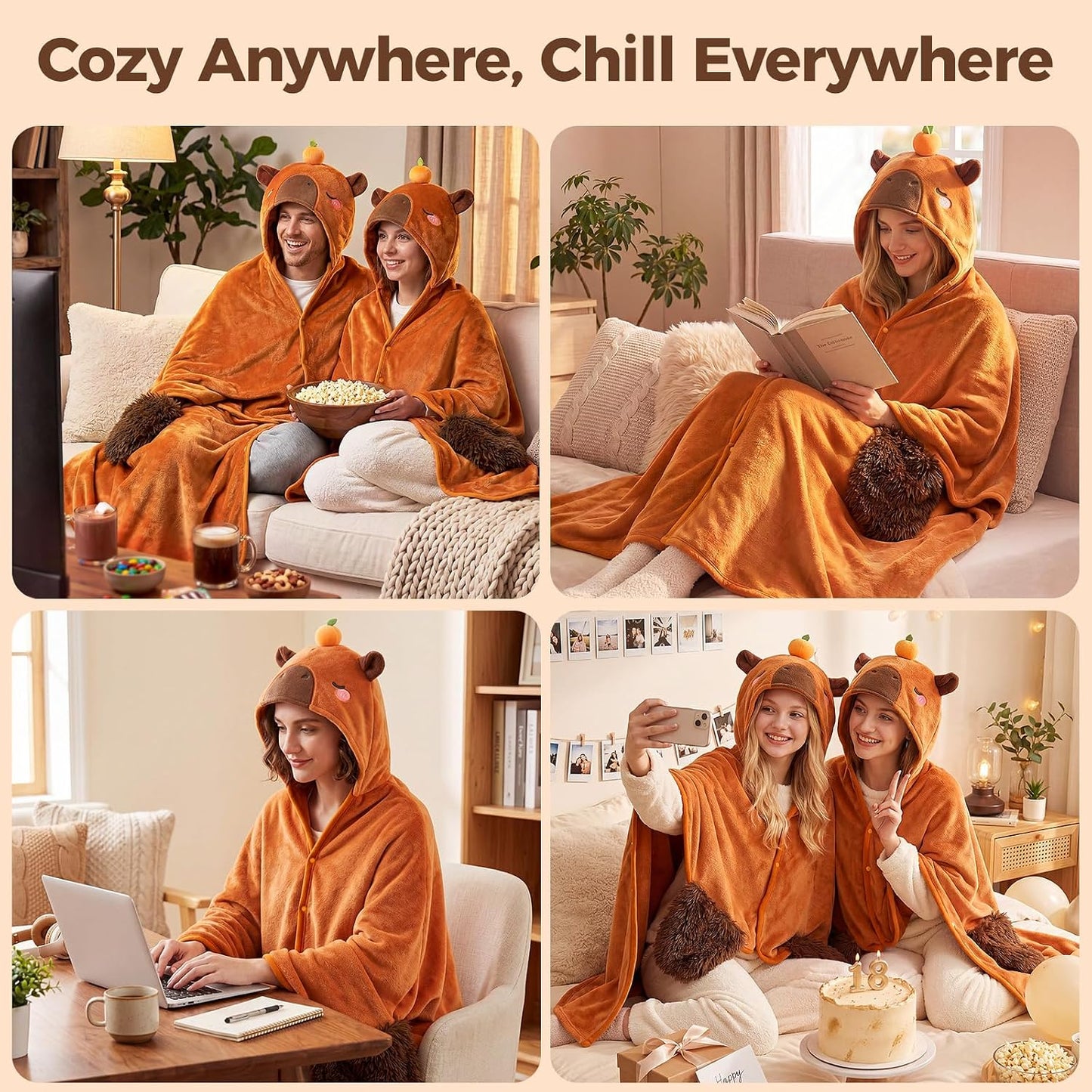 Mewaii Ultimate Softness Highland Cow Wearable Blanket Hoodie –Expertly Designed for American Body Full Coverage with Easy Movement Oversized Warm Cozy Flannel Blanket Cute Highland Cow Gift for Women