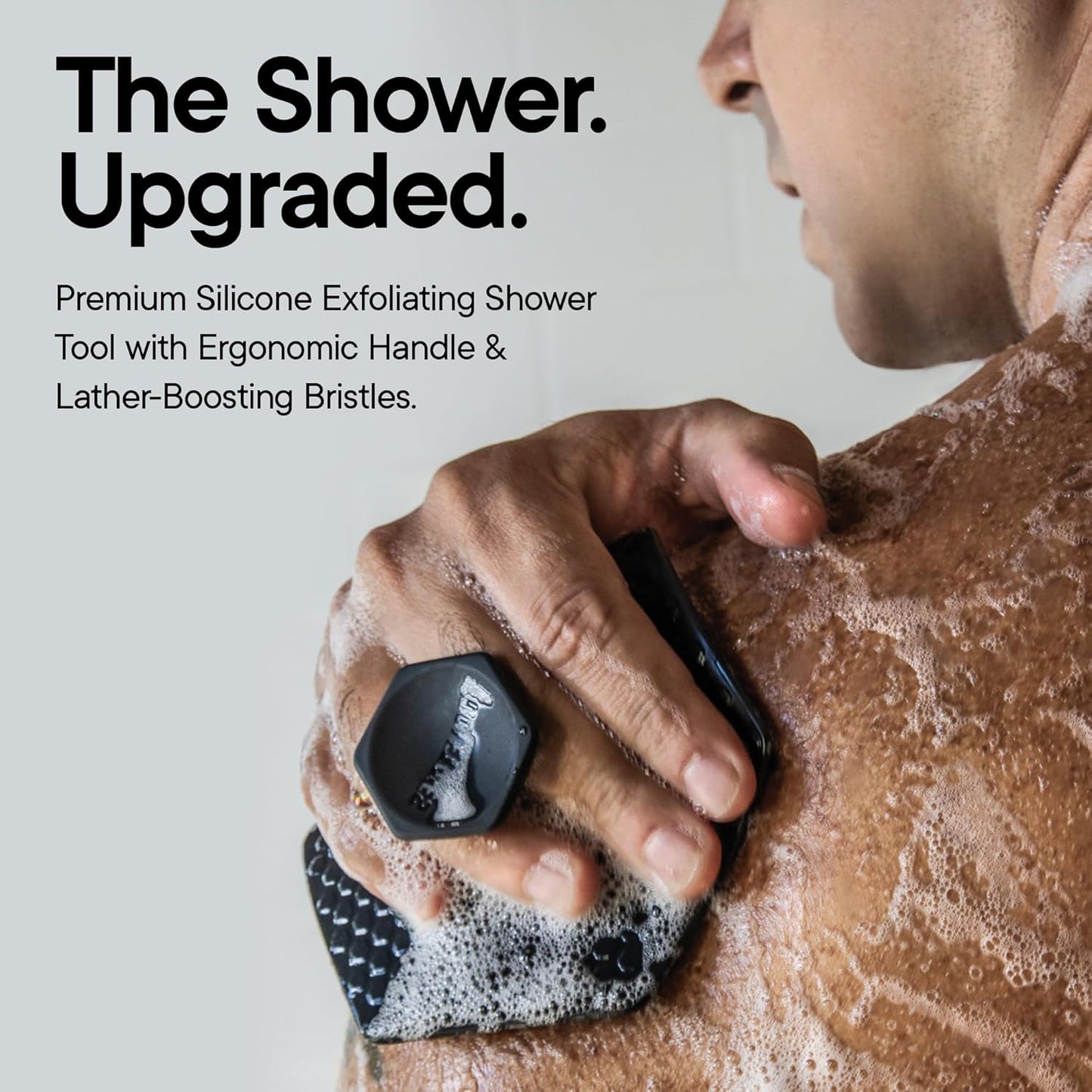 TOOLETRIES Premium Silicone Body Scrubber 2.0, Hygienic Loofah Alternative, Exfoliating Shower Scrubber for Sensitive Skin, Quick Drying & Long-Lasting Bathroom Essentials for Men & Women - Charcoal