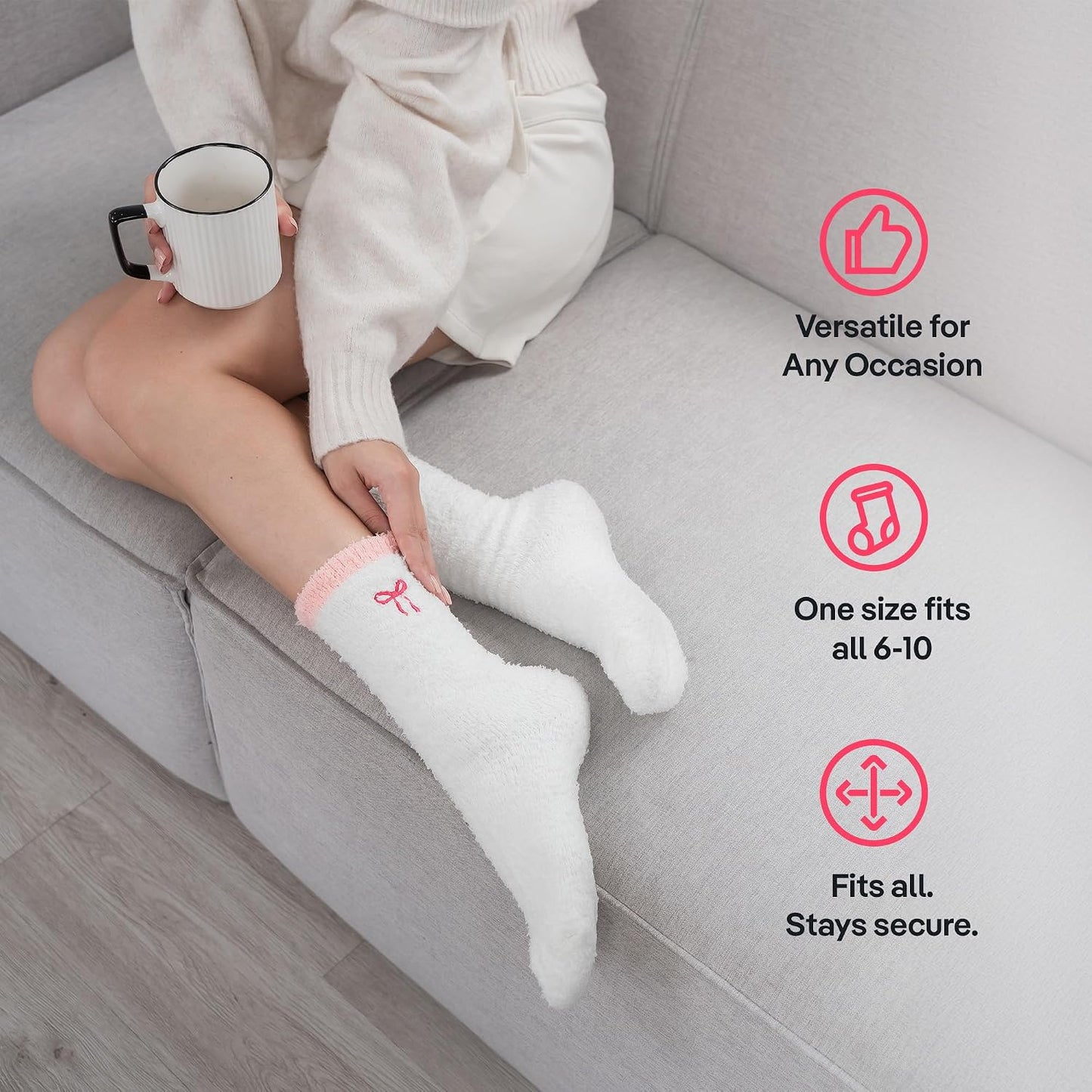 COOLMATE Fuzzy Socks for Women Gift Box – Cozy Soft Cloud Socks for Spa Home, Mother’s Day Gifts for Mom Grandma