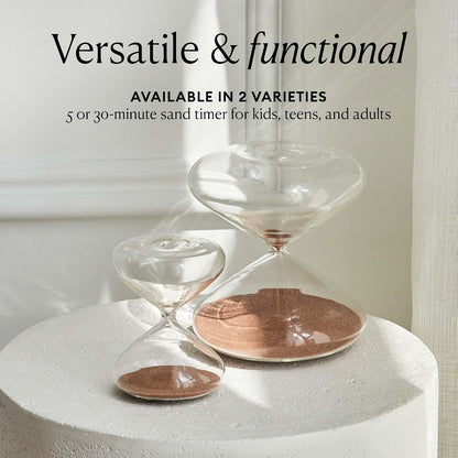 Intelligent Change Mindful Focus 5-Minute Hourglass Sand Timer, Desk Timer for Productivity and Time Management, Minimalist Hourglass Timer, Decorative Gifts, 3.3 (L) x 2.9 (W) inches