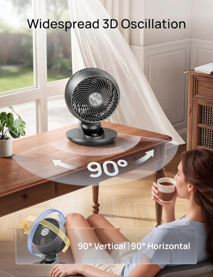DREO Smart Fan for Bedroom, Powerful 85 ft Airflow, 12 Inches, Desk Fans in 20dB Quiet, 90°+90° oscillating fans, App/Voice Control, 9 Speeds & 8/12H Timer for Home Office Dorm