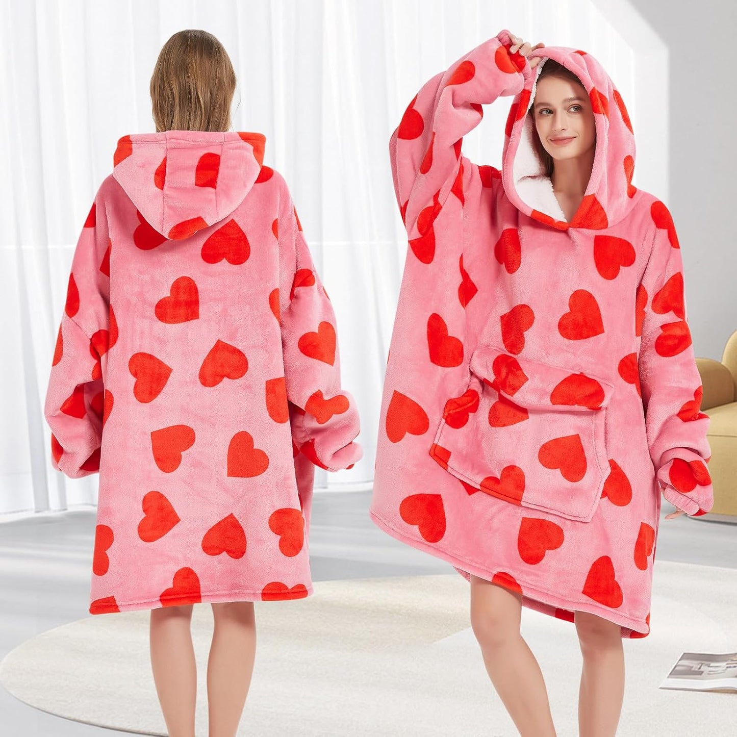 Fiosnow Sun and Moon Blanket Hoodies for Women and Men Adult Oversize Wearable Blanket Hoodies for Soft and Warm