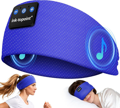 ink-topoint Sleep Headphones Bluetooth 5.4 Headband, 2 in 1 Sleep Mask with Bluetooth Headphones, Wireless Headband Earphones with Ultra-Thin HD Stereo Speaker, Music Headband for Workout Running Yoga