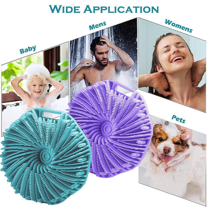 Silicone Body Scrubber – Dual-Sided Silicone Loofah for Shower, Set of 2 Soft Exfoliating Body Bath Shower Scrubber Loofah Brush Easy-to-Clean for Sensitive Kids Women Men All Kinds of Skin