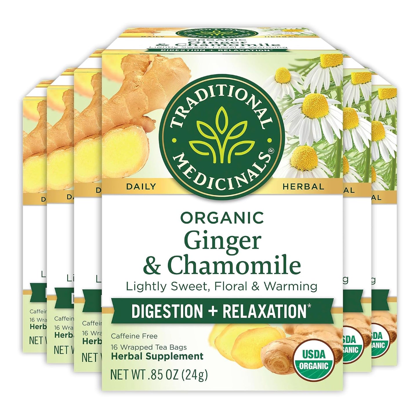 Traditional Medicinals Tea, Organic Peppermint, Soothes Your Belly, Refreshing & Minty, 96 Tea Bags (6 Pack)