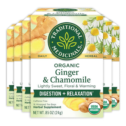 Traditional Medicinals Tea, Organic Peppermint, Soothes Your Belly, Refreshing & Minty, 96 Tea Bags (6 Pack)