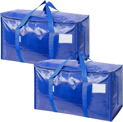 TICONN Extra Large Moving Bags Heavy Duty with Zippers & Carrying Handles, Durable Storage Bags Moving Boxes for Closet Organizers and Storage (Blue)