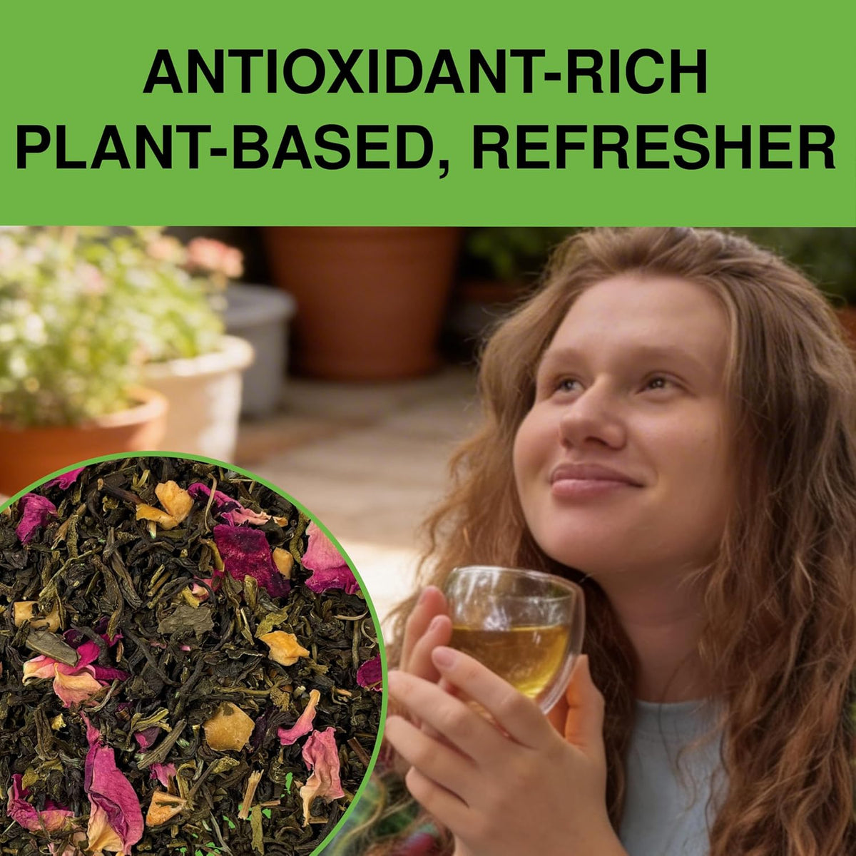 BREWIX, Lychee Rose Green Tea Loose Leaf (50+ Cups, 3.53oz/100g) Gluten Free I High Elevation Grown Green Tea Leaves with Apple, Lychee and Rose | Pure Sourced Direct from India