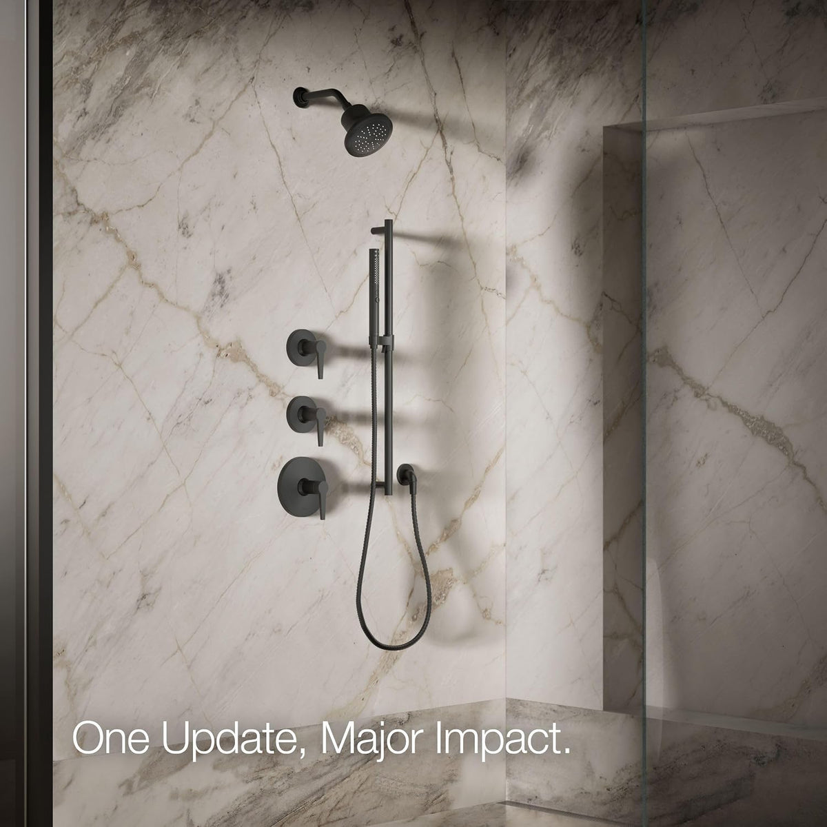 KOHLER 33631-Y-BN Cinq Round Single-Function Filtered Showerhead, Five-Layer Filtration, 2.5 GPM, Full Coverage Spray, Premium Durable Material, Vibrant Brushed Nickel