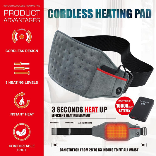 Vofuoti Portable Cordless Heating Pad with 10000mAh Battery