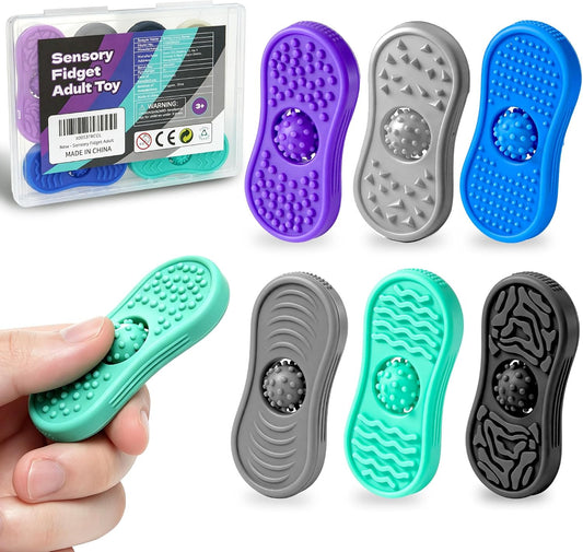 Sensory Fidget Toys for Adults 6 Pack Silicone Worry Stones for Autism ADHD Anxiety Calming Down Kids Quiet Silent Figette Stress Relief for Teacher Therapy Office Must Have Desk Figets Toys Set