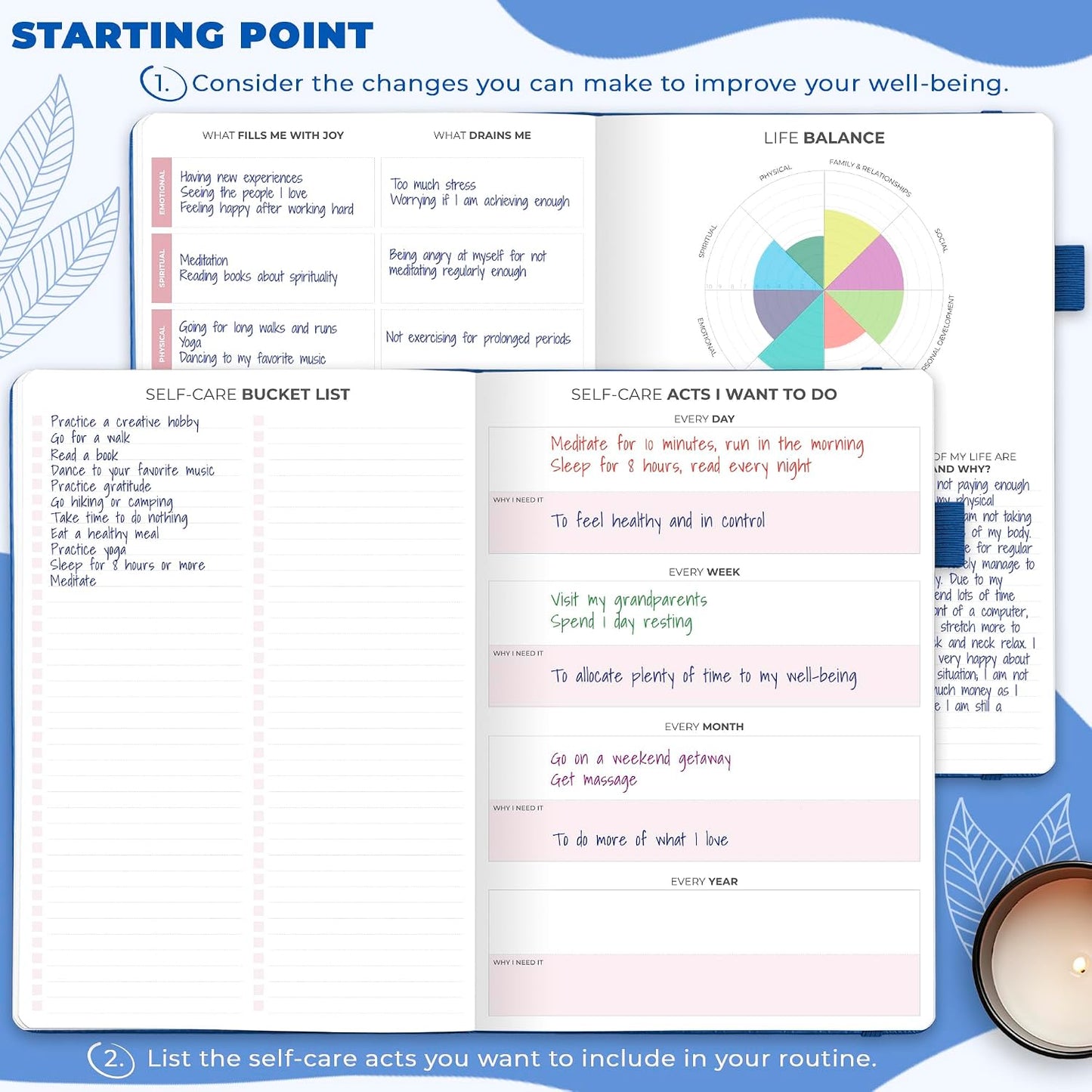 Clever Fox Self-Care Journal – Daily Reflection Notebook – Mental Health & Personal Development Planner, Meditation & Mood Log, A5 (Aquamarine)