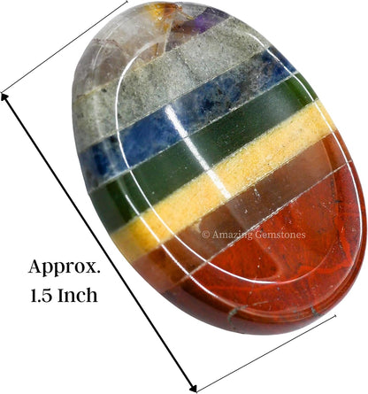 Amazing Gemstone Labradorite Thumb Worry Stone, Anxiety Stone, Healing Crystals - Piedra Crystal Fidget for Gift, Meditation, Calming, Relaxation, Stress Relief - Colors A
