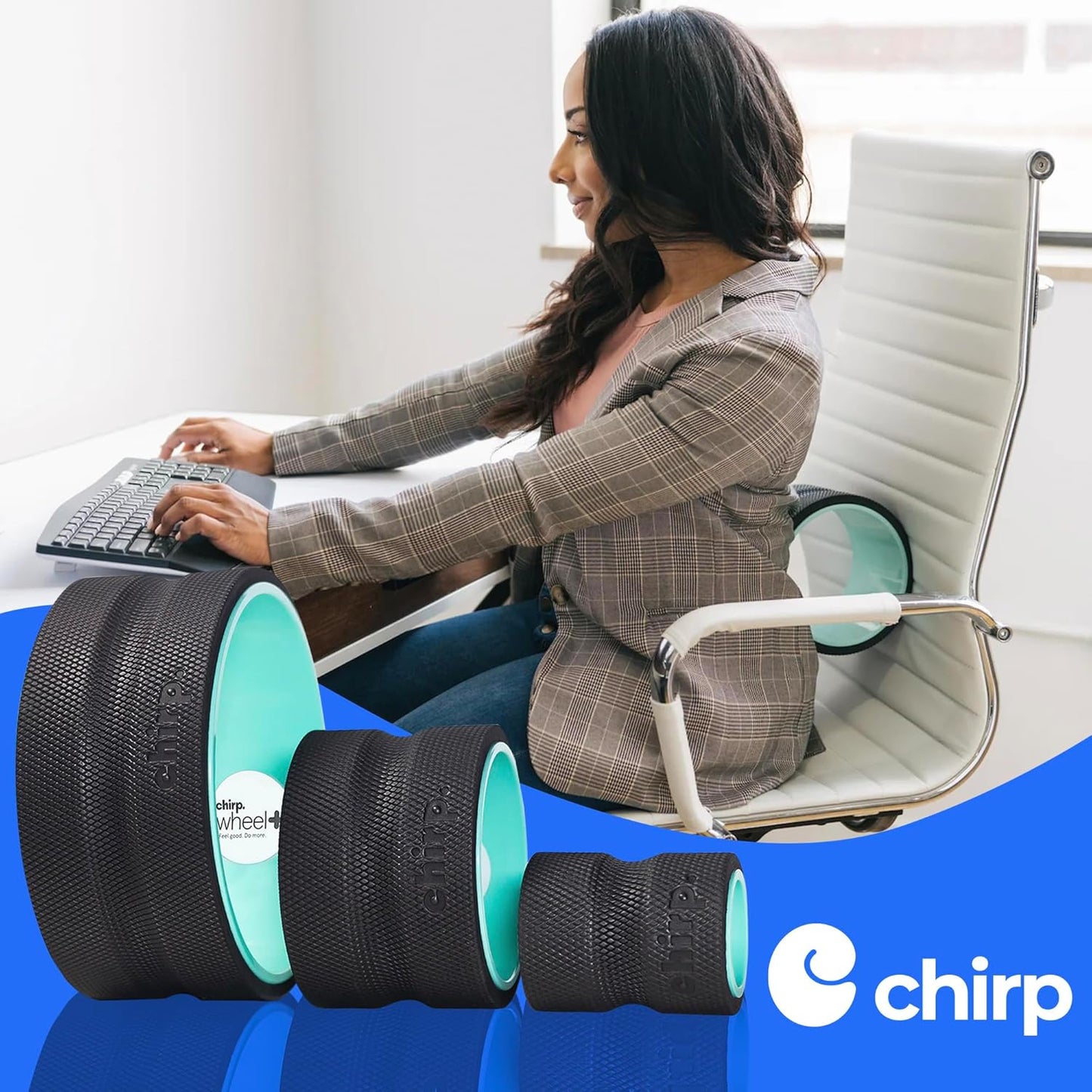 Chirp Wheel Foam Roller - Targeted Back & Neck Pain Relief, Muscle Massage, Trigger Point Therapy, High-Density Foam Tool for Physical Therapy, Stretching & Exercise, 500lbs Capacity, 12-Inch Mint