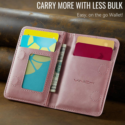 Vinich for MagSafe Wallet Magnetic RFID Blocking Card Holder, Rose Pink