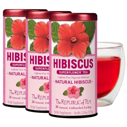 The Republic of Tea – Natural Hibiscus Tea, 36 Tea Bags, Herbal Blend, Caffeine Free, Gluten Free