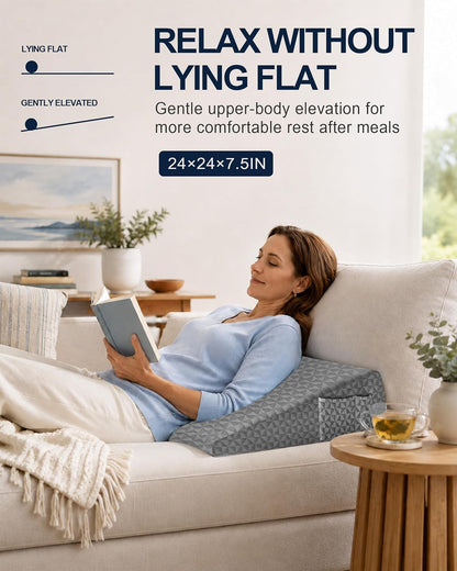 Wedge Pillow for Sleeping, 7.5" Memory Foam Bed Wedge Pillow