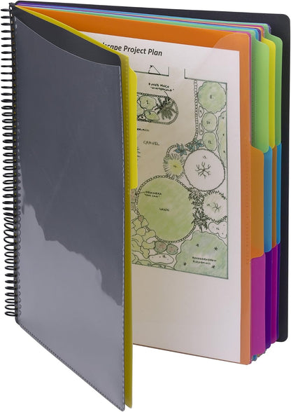 Smead Project Organizer, 24 Pockets, Grey with Assorted Bright Tabs, Tear Resistant Poly, 1/3-Cut Tabs, Letter Size (89206)