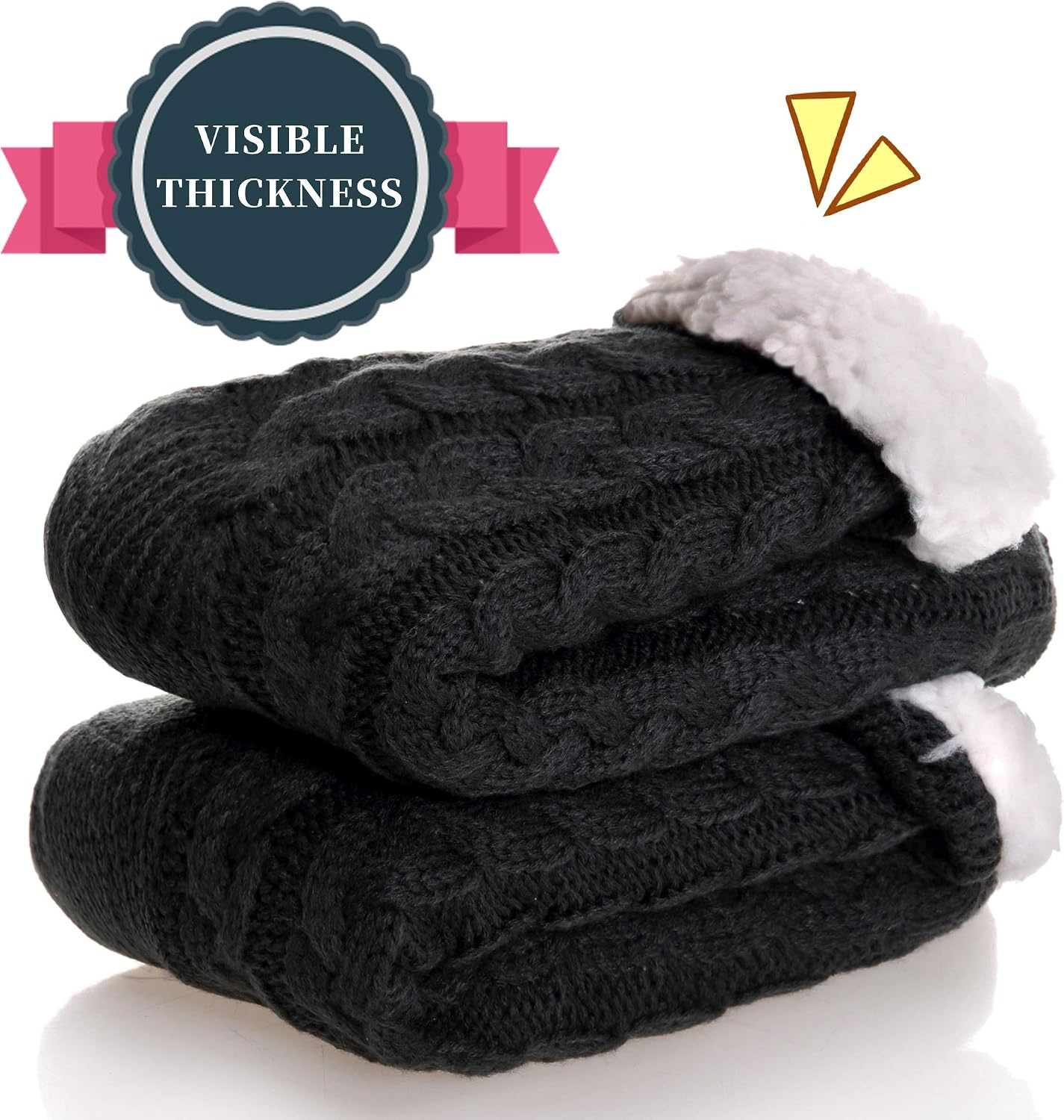 SDBING Women's Winter Super Soft Warm Cozy Fleece Lined Fuzzy Slipper Socks with Grippers