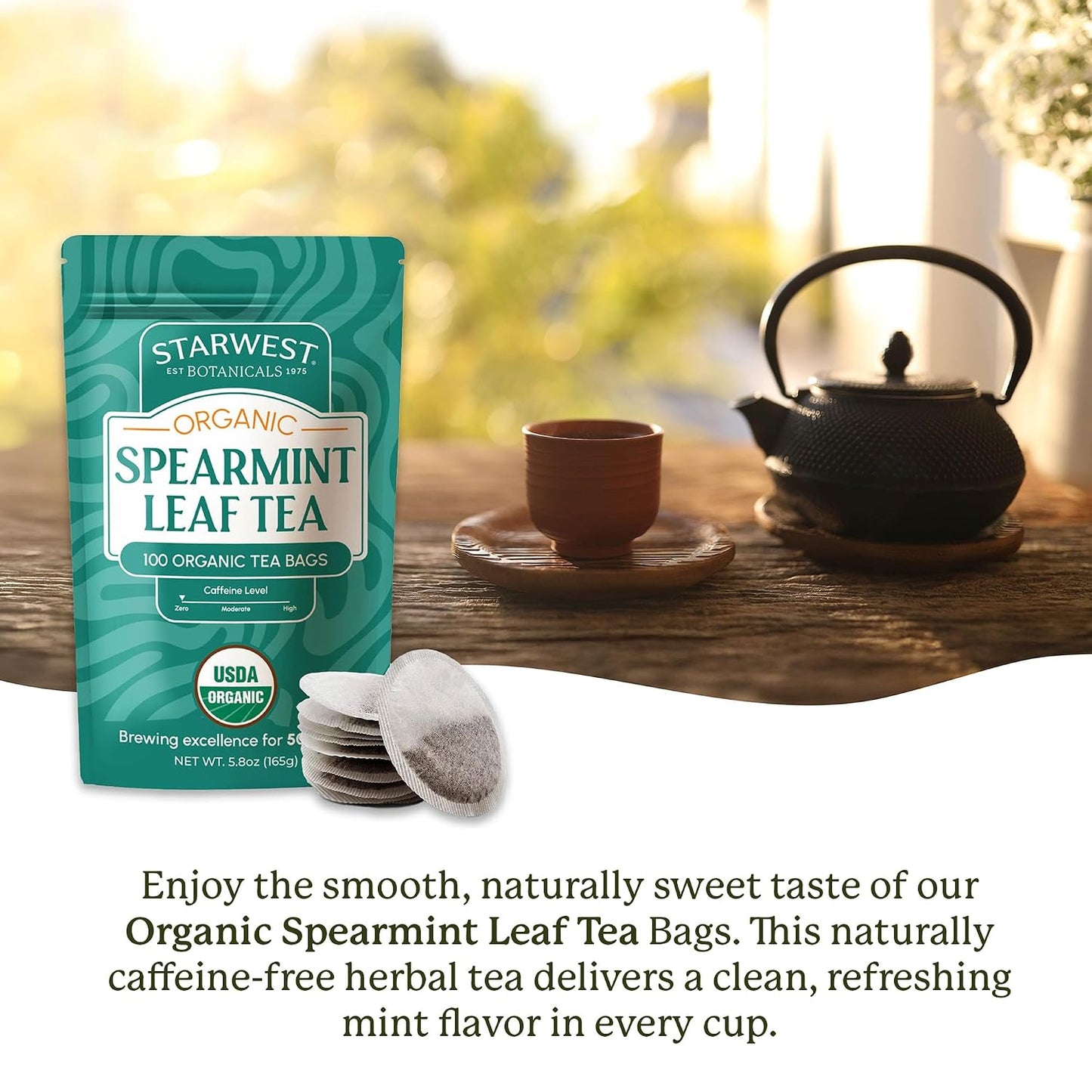Starwest Botanicals Organic Lemon Balm Leaf Tea - Herbal Tea, Caffeine Free, USDA Organic Lemon Balm Leaf, String Free Sachets, Non GMO - Bulk Pack, 100 Bags