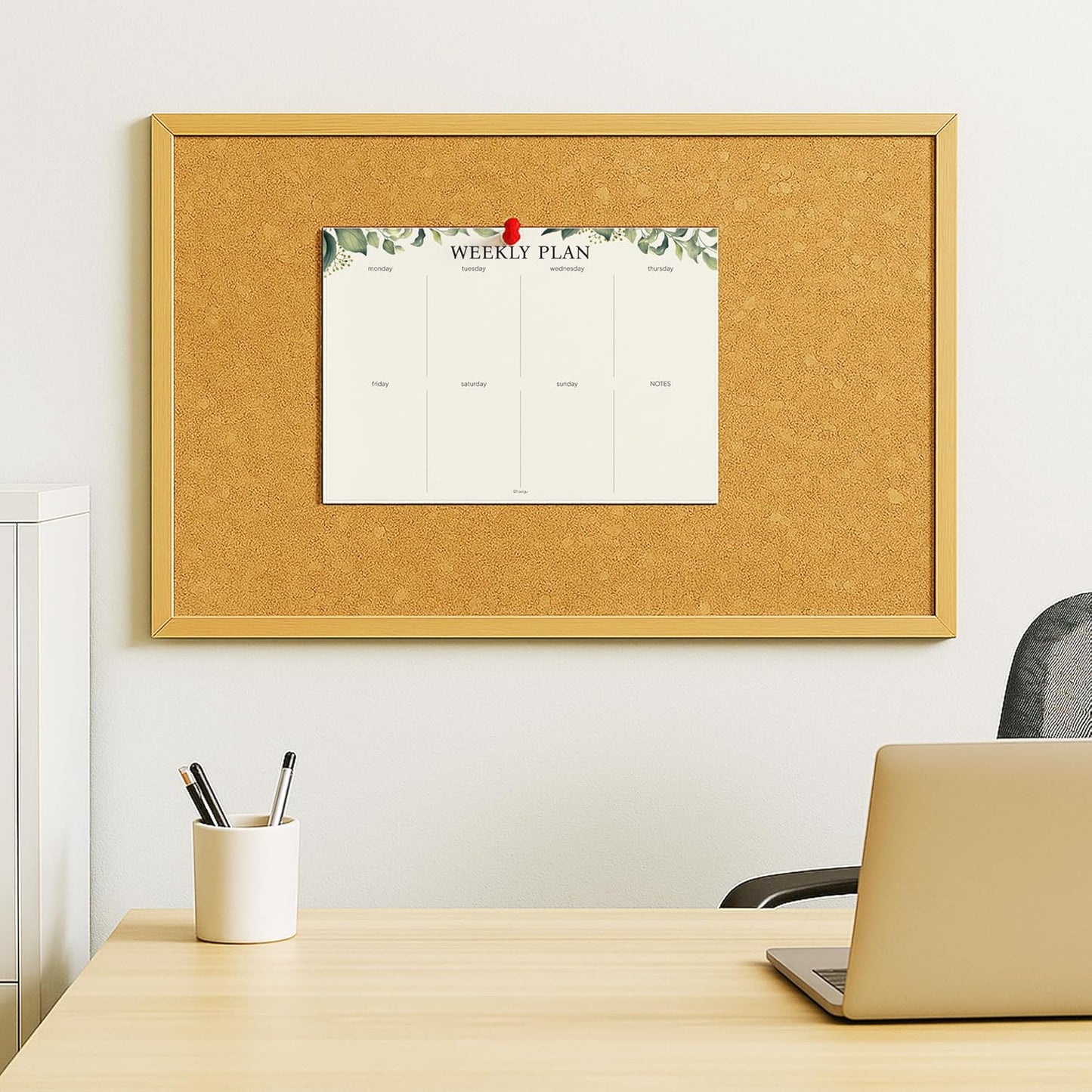 Weekly Planner Notepad, Undated Tear Off Weekly To Do List Notepad, 11.5" x 8", Eucalyptus Design on Cream Base, Premium Thick Paper and Cardboard Back Support, Desk Planner for Work, Office and Home.