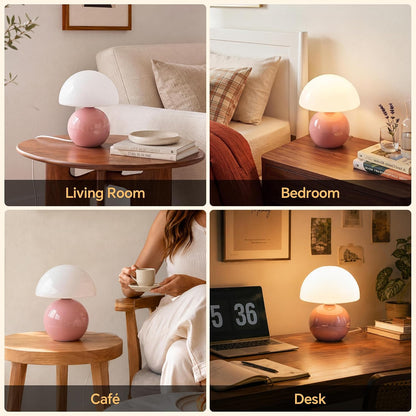 Dawnwake Mushroom Lamp Table Lamp for Bedroom-Small Desk Table Lamps,White