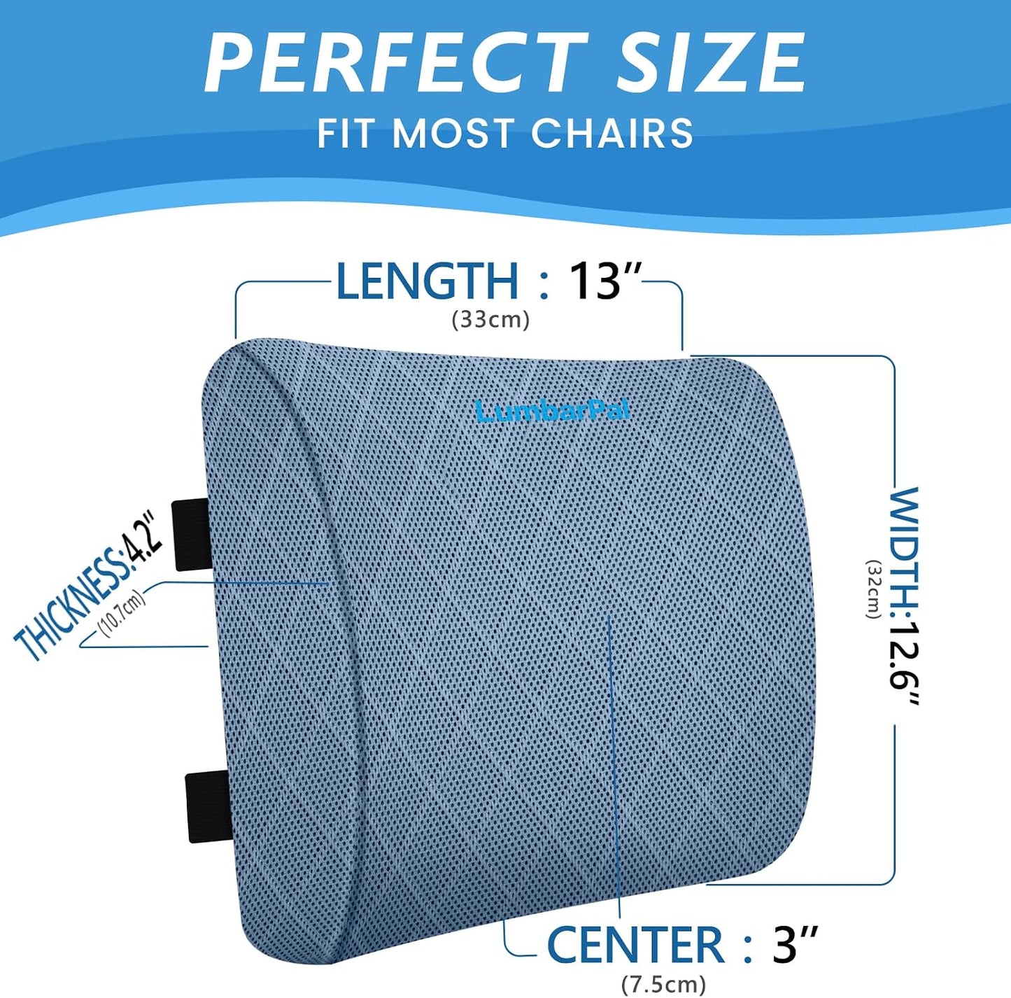 Lumbar Support Pillow for Office Chair Back Support Lumbar Pillow for Car, Gaming, Office Chair - Improve Sitting Posture & Back Pain Relief, Memory Foam, Adjustable Straps, Grey