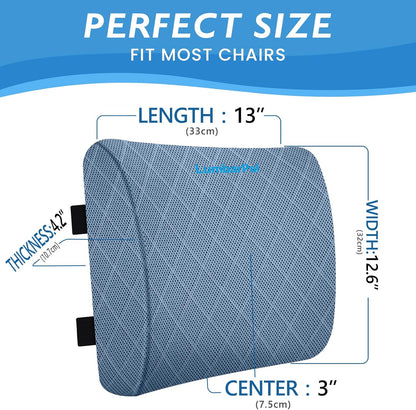 Lumbar Support Pillow for Office Chair Back Support Lumbar Pillow for Car, Gaming, Office Chair - Improve Sitting Posture & Back Pain Relief, Memory Foam, Adjustable Straps, Grey
