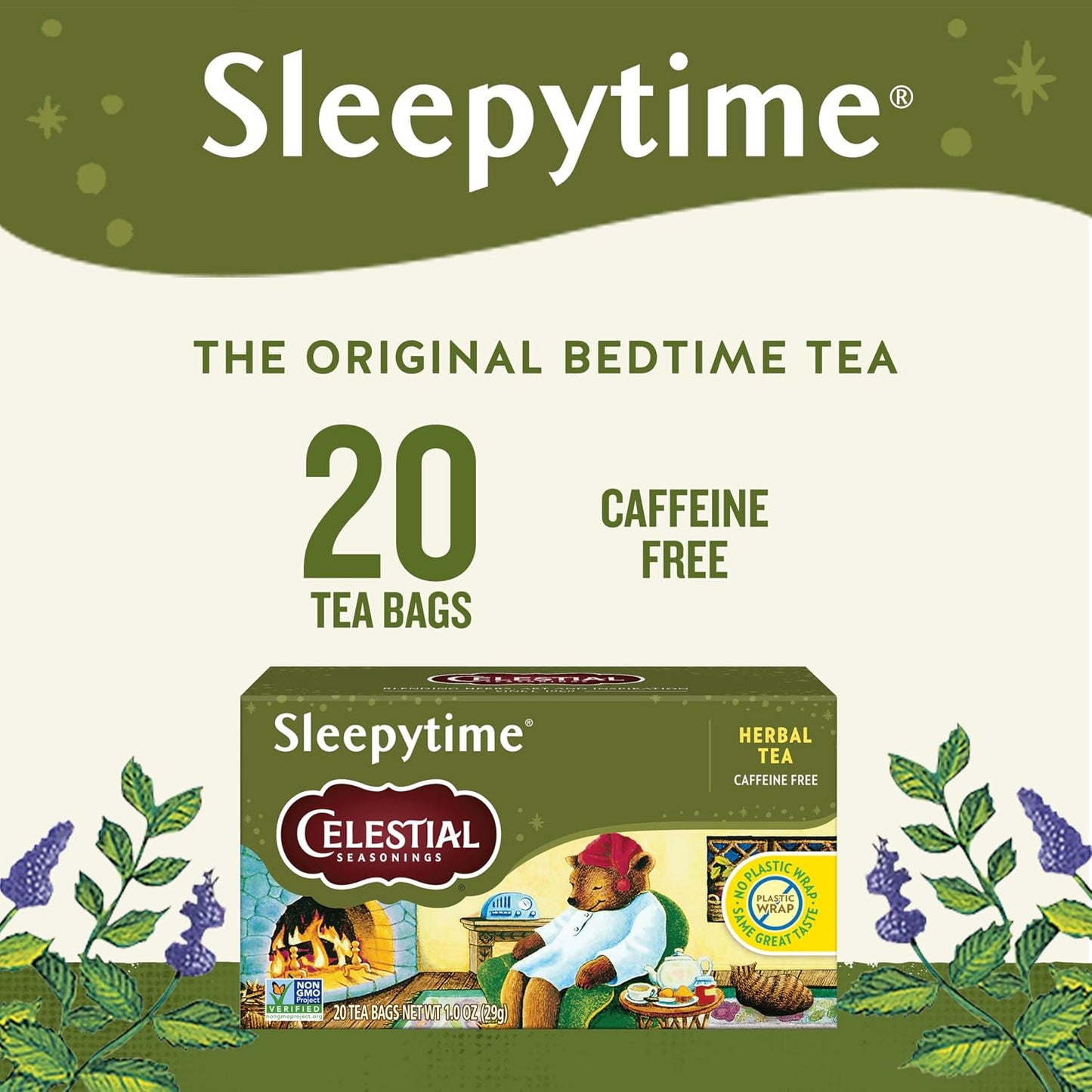 Celestial Seasonings Sleepytime Herbal Tea, Variety Pack - Caffeine Free Sleep Tea, 20 Tea Bags Per Box (Pack of 6)