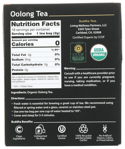 Buddha Teas Organic Oolong Tea - Herbal Tea, Microplastic & Caffeine Free