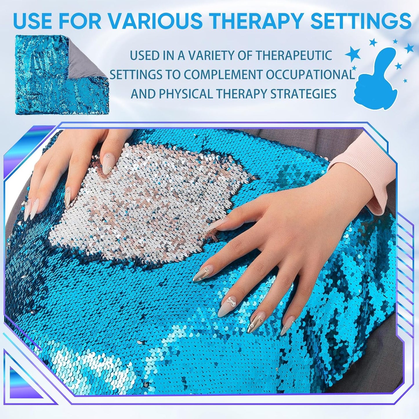 Weighted Lap Pad for Kids – 5lbs Sensory Lap pad with Easy to Maneuver Sequins – Ideal for Kids Sensory Play (Yellow and Blue)