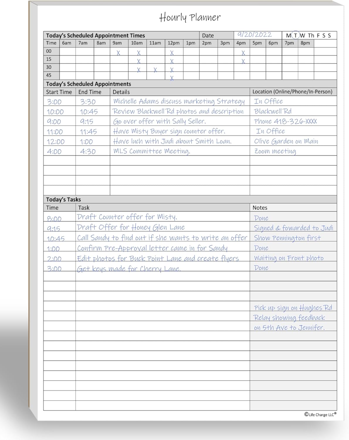 Life Charge Weekly Planner Notepad for Work & Home, Weekly To Do List Pad with Daily Checklist, Priority & Notes, 60 Pages, 8.5 x 11 Letter, Landscape