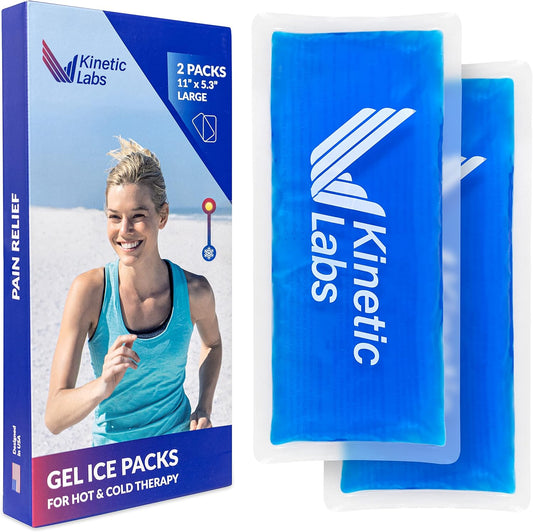 Ice Packs for Injuries Reusable (2 Pack) – Flexible Gel Ice Pack for Knee, Shoulder, Back – Soft Hot & Cold Therapy – Kinetic Labs