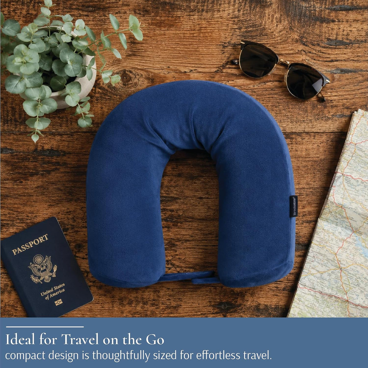 Brookstone Free Form Travel Pillow Lightweight Flexible Memory Foam Pillow