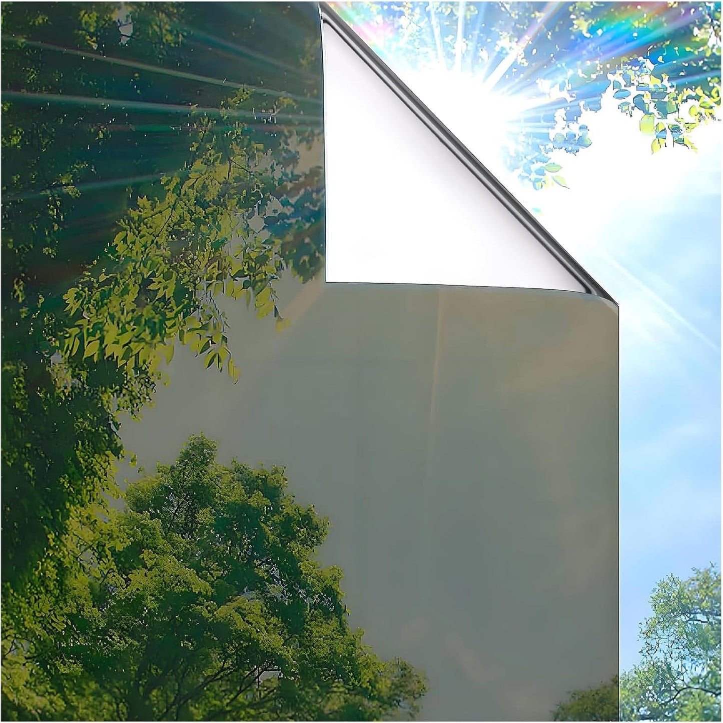 Coavas One Way Privacy Window Film, Heat Control Window Tint for Home, Sun Blocking Reflective Window Film See Out Not in, Anti UV Static Cling for Windows Office Door (Black, 17.5 Inch X 6.5 Feet)