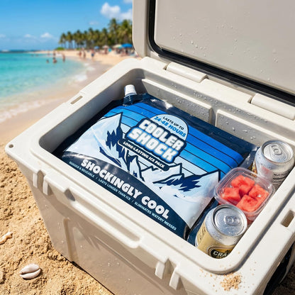 Cooler Shock Reusable Ice Packs for Cooler - Long Lasting Cold Freezer Packs for Coolers and Lunch Boxes - Cooler Ice Packs for Camping Gear, Fishing, Road Trips, Beach Must Haves