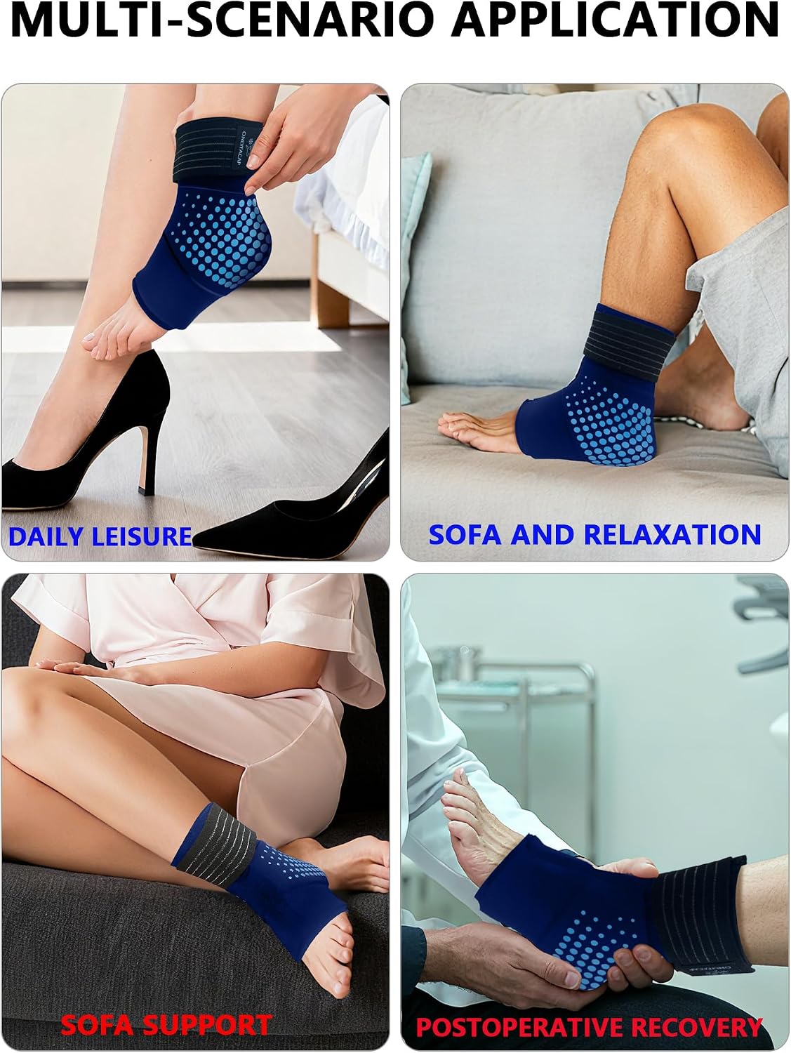 Ankle Ice Pack Wrap,Flexible Cold Therapy for Foot Pain Relief | gel,3D full-coverage,cool ice-silk fabric,dual hot & cold compress,flexible when frozen,leak-proof,ideas for swelling,sprains