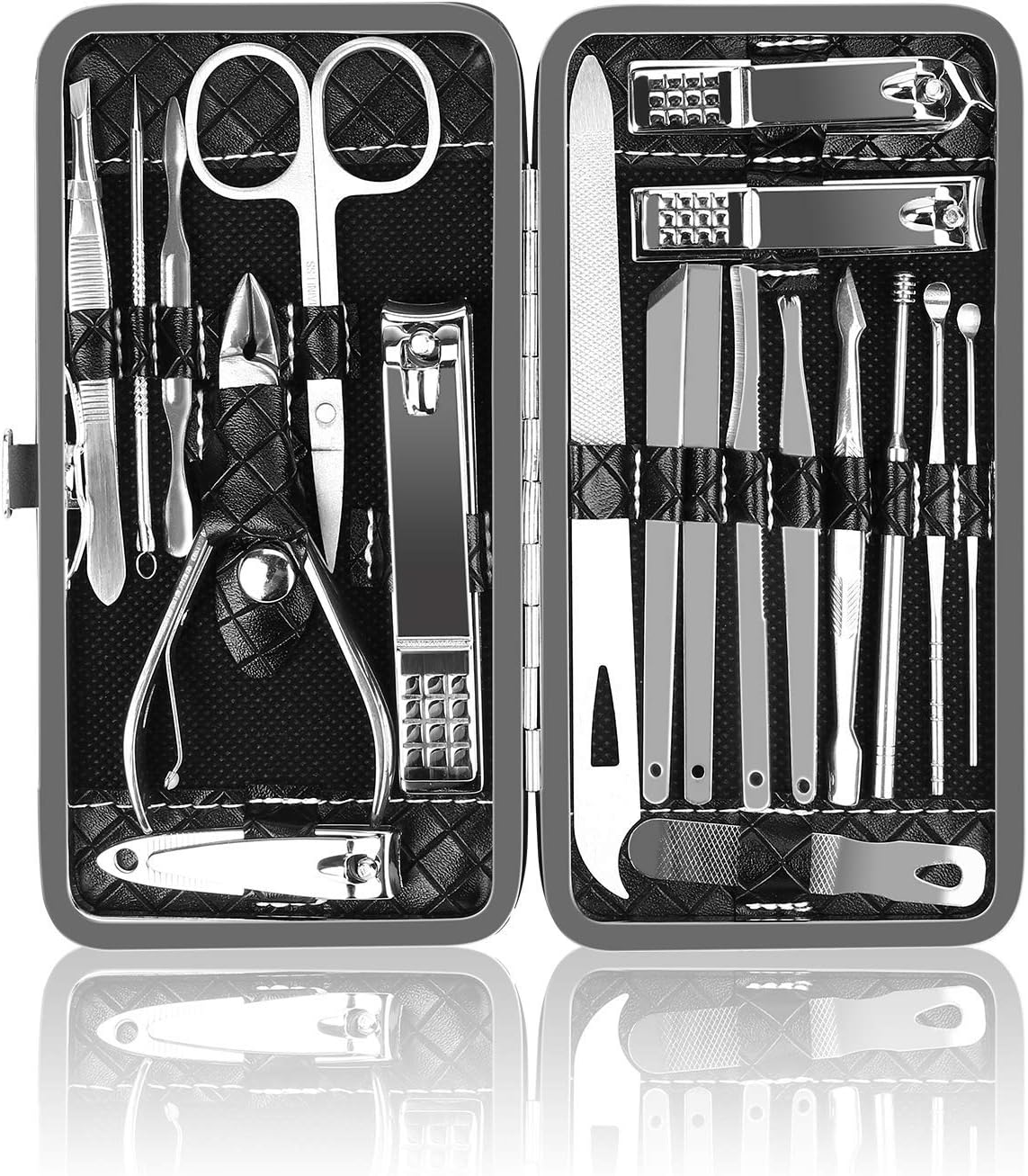 OKOMER Nail Clipper Set - Professional Manicure Set 10 PCS Stainless Steel Nail Kit with Travel Case, Nail Clippers Set Gift for Men Women